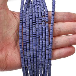 Темно-синий  Шифер Окрашенные синтетические бирюзовые бусы нити, Плоский круглый / диск, матовые, Heishi бусы, темный сланец синий, 4x2~2.5 мм, отверстие : 0.8~0.9 мм, около 161~164 шт / нитка, 14.96''~15.12'' (38~38.4 см)