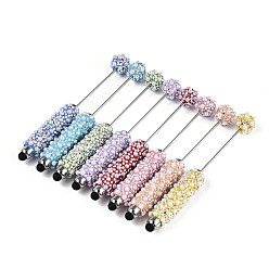 (52) Непрозрачная лаванда Стилус для сенсорного экрана с имитацией жемчуга и полимерной глиной, инкрустированный стразами, железная ручка из бисера, для индивидуальной ручки с ювелирными бусинами, разноцветные, 140~142x16~18 мм