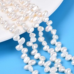 Кремово-белый Нити из натурального культивированного пресноводного жемчуга, двух сторон полированной, Топ пробуренной, кремово-белые, 3.5~5x5.5~7x2.5~4 мм, отверстие : 0.4~0.5 мм, около 83~84 шт / нитка, 13.78~13.98'' (35~35.5 см)