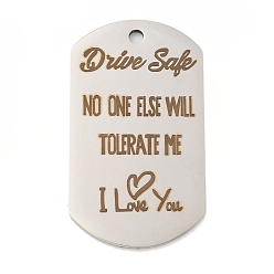 Нержавеющая Сталь Цвет Не тускнеющие 201 подвески из нержавеющей стали, Подвески с сообщениями о безопасности вождения, овал со словами-подвесками, цвет нержавеющей стали, 49x28x2 мм, отверстие : 3 мм