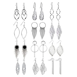 Платина 12пары комплектов сережек из сплава, лист, слеза и конский глаз, платина, 39.88~99.822x8.89~49.78 мм