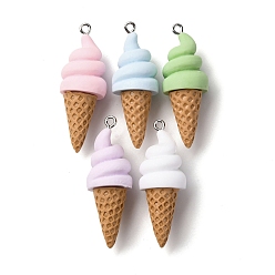 (52) Непрозрачная лаванда Непрозрачные подвески смолы, мороженое, с платиновым тоном железная петля, разноцветные, 43~44.5x15.5~16 мм, отверстие : 2 мм