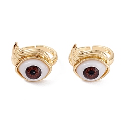 Dunkelrot Messing Manschettenringe, cadmiumfrei und bleifrei, offene Ringe, mit Harzkügelchen, langlebig überzogen, echt 18 k vergoldet, bösen Blick, dunkelrot, 3 mm, Innendurchmesser: 17 mm