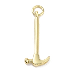 Настоящее золото 18K Стойки обшивки латунные подвески, с прыжковых колец, долговечный, без свинца и без кадмия, молоток очарование, реальный 18 k позолоченный, 23.5x10x2 мм, отверстие : 3 мм