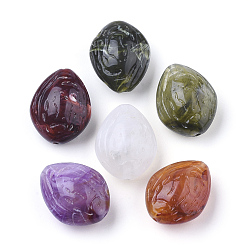 Gemischte Farbe Acryl-Perlen, Nachahmung Edelstein-Stil, Zweifarbige Farbe, Pfirsichgrube, Gemischte Farbe, 24x19x12 mm, Bohrung: 1.8 mm, ca. 180 Stk. / 500 g