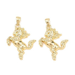 Echt 18 k vergoldet Messing Anhänger & Charms, cadmiumfrei und bleifrei, langlebig überzogen, Gestell, Pferd Reize, echt 18 k vergoldet, 28x22x4 mm, Bohrung: 3x4 mm