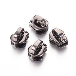 Gunmetal Zinc Alloy Zipper Puller, Garment Accessories, Gunmetal, 10x9x8.6mm, Hole: 4.5x2mm