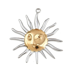 Золотой & Цвет Нержавеющей Стали 304 подвески из нержавеющей стали, ионное покрытие (ip), очарование солнца, золотые и нержавеющая сталь цвет, 42x39x3 мм, отверстие : 2.5 мм