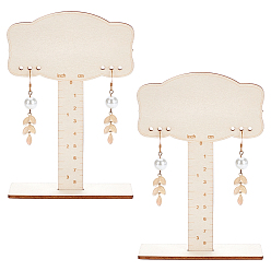 (404) Непрозрачное AB Кислое яблоко 1 набор деревянных подставок для сережек, цветочный белый, 9.6x2.95x14.4 см