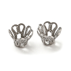 Нержавеющая Сталь Цвет Не тускнеет 316 хирургические колпачки из нержавеющей стали, 4-лепесток, цветок, цвет нержавеющей стали, 7x5 мм, отверстие : 0.8 мм