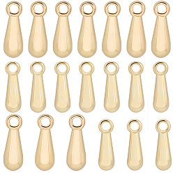 Настоящее золото 18K 20 шт 2 стили латунные подвески, падение удлинителя цепи, долговечный, слеза, реальный 18 k позолоченный, 12.5~15x4~5 мм, отверстие : 2~2.3 мм, 10 шт / стиль