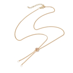 Настоящее золото 18K Изготовление ожерелья из латуни, с цепочкой-панцирем и скользящими бусинами, реальный 18 k позолоченный, 21-1/4 дюйм (54 см)