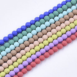 Gemischte Farbe Spray gemalt unmagnetische synthetischen Hämatitkornen Stränge, facettiert, Runde, Gemischte Farbe, 4x4 mm, Bohrung: 0.7 mm, ca. 101 Stk. / Strang, 15.94 Zoll (40.5 cm)