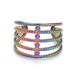 Rainbow Color Rainbow Color Ion Plating(IP) 304 Stainless Steel Chunky Open Cuff Ring for Women, US Size 8 1/4(18.3mm)