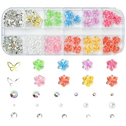 Couleur Mélangete Décorations d'art d'ongle, paillettes en résine, fleur, couleur mixte, 9x9mm