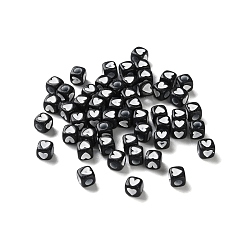 Черный Непрозрачные акриловые бусины, Куб с сердцем, чёрные, 4.5x4.5x4.5 мм, отверстие : 2 мм, 8333 шт / 500 г