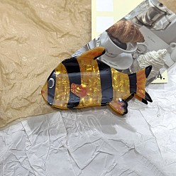 Темно-Оранжевый Акриловые заколки-когти с океанской тематикой, рыба, темно-оранжевый, 50x89x54 мм