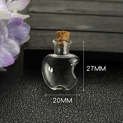 Яблоко Прозрачные контейнеры для стеклянных бусин, с пробкой, бутылка желаний, яблоко, 2x2.7 см