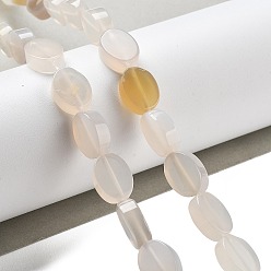 Натуральный Агат Нити бусин из натурального окрашенного и нагретого белого агата, овальные, 14x10x5 мм, отверстие : 0.5 мм, около 28 шт / нитка, 15.55'' (39.5 см)