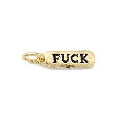 Настоящее золото 18K Латунь эмаль прелести, овал со словом «трахнуть», стойки покрытие, долговечный, без кадмия и без свинца, реальный 18 k позолоченный, 13.5x3.5x1.5 мм, отверстие : 3.4 мм