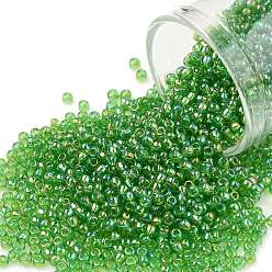 (167) Transparent AB Peridot TOHO Round Seed Beads, Japanese Seed Beads, (167) Transparent AB Peridot, 11/0, 2.2mm, Hole: 0.8mm, about 1110pcs/bottle, 10g/bottle
