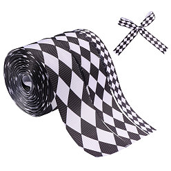 Черный 3 стили полиэфирная лента, для украшения аксессуара, ромб, чёрные, 3/8~1-1/2 дюйм (10~38 мм), о 5ярдов/стиль