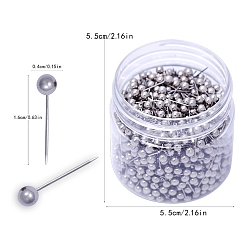 Серебро 1000шт стальные штифты, с пластиковыми бусинами из искусственного жемчуга, корсажные булавки, булавки для пошива одежды, серебряные, 16x4 мм