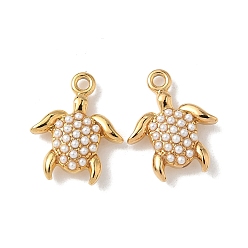 Tortoise 304 прелести нержавеющей стали, с абс пластмассовой имитационной жемчужиной, ионное покрытие (ip), реальный 18 k позолоченный, черепаха, 14x11.5x4 мм, отверстие : 1.4 мм