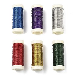 (52) Непрозрачная лаванда 6 рулоны 6 цвета выпечка окрашенная железная проволока, круглые, разноцветные, 0.4 мм, 26 датчик, около 164.04 футов (50 м) / рулон, 1 рулон / цвет
