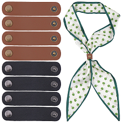Mixed Color 8Pcs 2 Colors PU Leather with Brass Scarf Buckle, Scarf Clips, Shawl Neckerchief Holder For Women Men, Mixed Color, 78x19x5mm, 4pcs/color