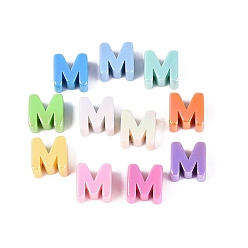 Letter M УФ-покрытие непрозрачные акриловые европейские бусины, бусины с большим отверстием, радужный, буквы, Буква М, 18.5~22.5x12~20x13~14 мм, отверстие : 6 мм