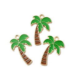 Зеленый Подвески из эмали и сплава, очарование кокосового дерева, золотые, зелёные, 29.5x18.5x1.5 мм, отверстие : 2.2 мм