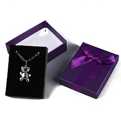 Фиолетовый Бумажные коробки, с бантом, прямоугольные, фиолетовые, 9x7x3 см