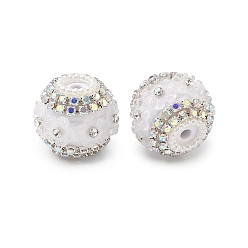 Белый Блестящие смоляные бусины-цветы со стразами, причудливые бусины, с украшениями из акрила и искусственного жемчуга, для самодельных ручек и брелоков из бисера, белые, 20x18 мм, отверстие : 3 мм