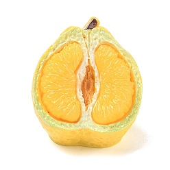 Jaune Cabochons imitation fruits en résine opaque, agrumes, jaune, 28x22x26mm