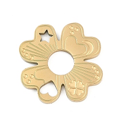 Настоящее золото 18K 304 подвески из нержавеющей стали, клевер с сердечком и звездочкой, ионное покрытие (ip), реальный 18 k позолоченный, 17.5x1.2 мм, отверстие : 5.3 мм