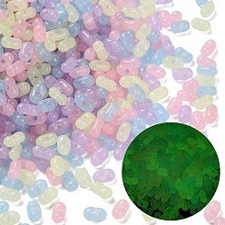 (52) Непрозрачная лаванда Светящиеся прозрачные акриловые бусины, арахис, светится в темноте, разноцветные, 6.5~7x4x3~3.5 мм, отверстие : 1.4 мм