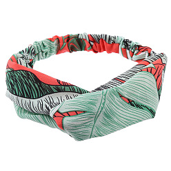 Средний Аквамарин Повязки на голову из ткани с цветочным принтом в стиле бохо, аксессуары для волос с эластичной оберткой для девочек и женщин, средний аквамарин, 260x67 мм