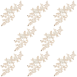 Light Gold 4 Combina poliéster con apliques de encaje bordados con lentejuelas., accesorios de adorno para cheongsam, vestido, flor, la luz de oro, 240x100x1 mm