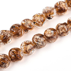 Верблюжий Ручной золотой фольги стекло бисер нитей, круглые, верблюжие, 9~11.5 мм, отверстие : 1.2~1.4 мм, около 50 шт / нитка, 19.69 дюйм (50 см)