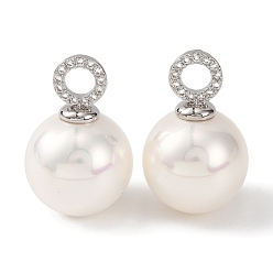 Платина Покрытие стойки латунь микропаве прозрачные подвески из кубического циркония, с стеклянные бусы, долговечный, круглые, платина, 22.5~23x14~14.5 мм, отверстие : 3.8~3.9 мм