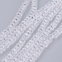 Clear Transparent Glass Beads Strands, Faceted, Rondelle, Clear, 3x2mm, Hole: 0.5mm, about 160~165pcs/strand, 15.35 inch~15.75 inch(39~40cm)