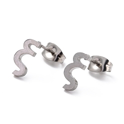 Letter X Tarnish Resistant 304 Stainless Steel Greek Alphabet Stud Earrings, Manual Polishing, Letter.X, 7~11x2~10x1.5mm, Pin: 0.8mm