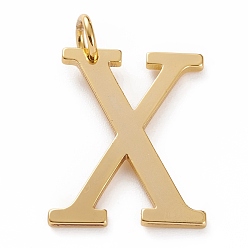 Letter X Золотые латунные подвески, долговечный, буквы, letter.x, 27x20x1.5 мм, отверстие : 3.5 мм