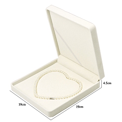 Белый Бархат ожерелье коробки, коробка для упаковки ювелирных изделий, квадратный, белые, 19x19x4 см