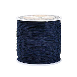 Prussian Blue Polyester Threads, Chinese Knotting Cord, Prussian Blue, 0.8mm, about 131.23~142.16 yards(120~130m)/roll
