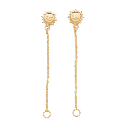 Real 14K Gold Plated Brass Beads, with Chain, Nickel Free, Flower, Real 14K Gold Plated, 67mm