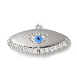 Платина Реечное покрытие латунь микропаве кубический цирконий эмаль подвески, Злые чары глаз, платина, 14.5x27.5x2.5 мм, отверстие : 1.4 мм