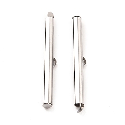 Нержавеющая Сталь Цвет Не тускнеет 304 нержавеющая сталь слайдер на конце застежка трубки, торцевые крышки слайдера, цвет нержавеющей стали, 40x6x4 мм, отверстие : 3x1 мм, внутренний диаметр: 3.5 мм