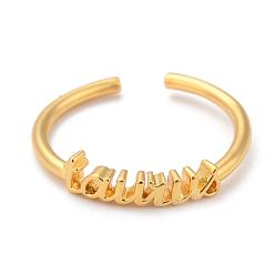 Телец Латунные манжеты со знаком созвездия / знака зодиака, открытые кольца, real 18 k позолоченный, Телец, Слово: 14x4мм, размер США 7 1/4 (17.5 мм)